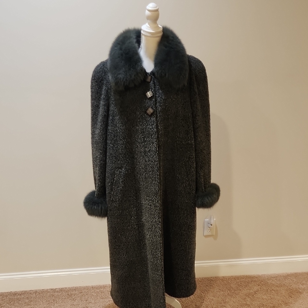 Green and Gray Long winter coat